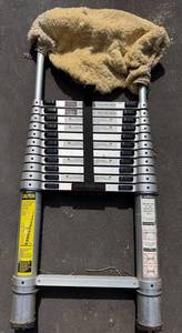 Telescoping Aluminum Ladder - Multi-Section with Safety Labels and Straps