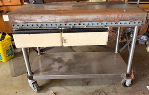 Industrial Welding Table on Steel Cart with Drawers & Casters