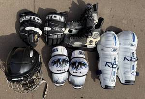 CCM Tacks Ice Hockey Skates - Bauer Helmet & Easton Gloves with Mission M-1 Pads