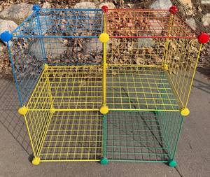 Interlocking Wire Cube Storage Cubbies - Colorful 4-Cube Unit