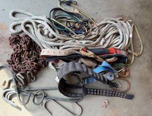 Assortment of Ropes & Chains & Hooks