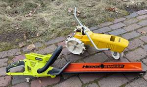 Ryobi Hedge Sweep Debris Remover & Nelson Tractor Lawn Sprinkler