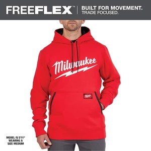 Milwaukee Mens Large Red Midweight Long-Sleeve Pullover Hoodie - Large
