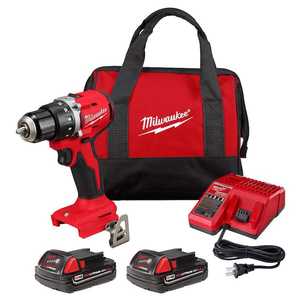 Milwaukee M18 18V Lithium-Ion Brushless Cordless 12 in. Compact DrillDriver Kit with Two 2.0 Ah Batteries, Charger and Case