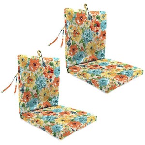 Jordan Manufacturing 38 in. L x 21 in. W x 2 in. T Rectangular Outdoor Dining Chair Cushion in Wildflowers Multicolor (2-Pack)