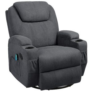 LACOO Big and Tall Smoke Gray Recliner Swivel and Rocking Chair