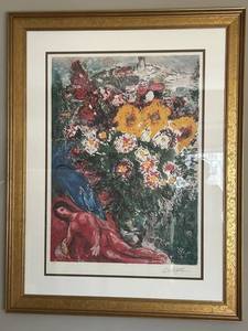 Marc Chagall Les Soucis - Facsimile Signed Print (181500) 36 x 46 Framed COA