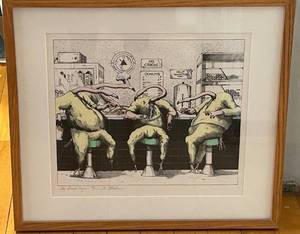 Bo Sterk The Donut Boys - 38100 Signed Lithograph 18 x 16 Framed