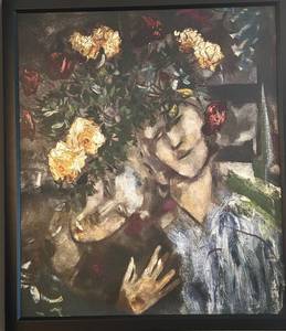 Marc Chagall Lovers With Flowers - 30 x 26 in Framed Print