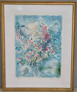Ira Moskowitz Flowers - Signed Artist Proof Lithograph (Framed)