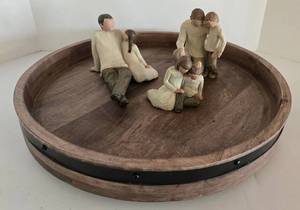 3 Piece Willow Tree Figures & Rustic Lazy Susan