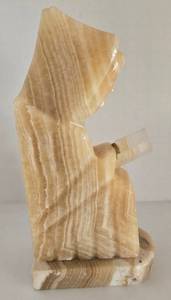 Abstract Stone Onyx MONK Reading Art Sculpture with Base Bookend