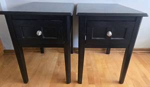 Pair of 2 Black Side End Tables or Nightstands by Ashley Furniture