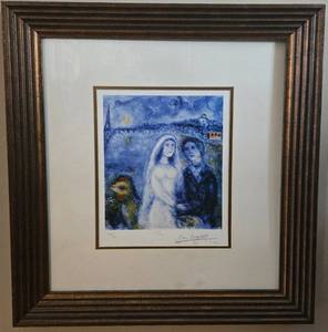 Marc Chagall - Les Mariés sur Fond de la Tour Eiffel Signed Limited Edition Print 185/500