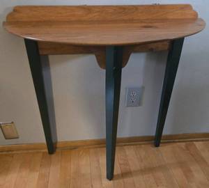 Wood Half Moon Table With Black Legs