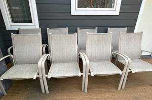 Telescope Casual Soho Sling Fabric Aluminum Chairs (Lot of 8)