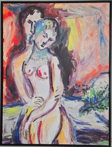 Framed Canvas Print Marc Chagall Le Couple Nu Reproduction