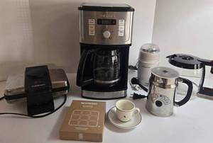 Cuisinart 12-Cup Programmable Coffee Maker With Glass Carafe & Capresso Grinder & Waffle Grill