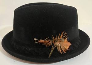 Vintage Resistol Beaver Fedora Hat - Male Symbol Pin & Game Bird Feathers Pin - Original Box