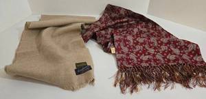 Cisco Paisley Opera Scarf & Marshall Field & Co Beige Wool Scarf - Lot of 2