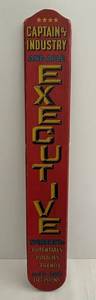 Captain of Industry Executive Sign - Vintage Painted Wood, 34-inch tall x 5.5-inch wide