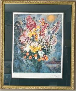 Marc Chagall Bouquet of Flowers - Framed, Facsimile Signed Limited Edition 1500