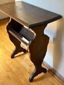 Bookshelf Table - Dark Wood with Curved Pedestal Legs - 23.5 in W x 11 in D x 24 in H