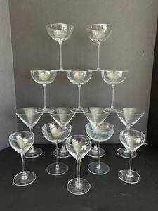 Riedel Martini Glasses - 4, Riedel Champagne Flutes - 7, Riedel Champagne Coup Glasses - 3