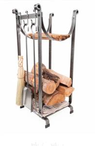 Enclume Sling Fireplace Log Rack, Hammered Steel - 13W x 16D x 32H