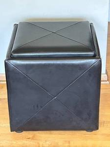 Nexus Cubicle Storage Cube with Flip Tray - Black LeatherPleather, 18 in Square x 19 in Tall