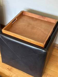 Nexus Cubicle Storage Cube with Flip Tray - Black LeatherPleather, 18 in Square x 19 in Tall