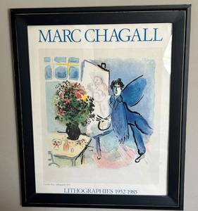 Marc Chagall Latelier bleu Lithographie 1973 - Framed 19x23.5 in