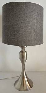 Table Lamp - Brushed Nickel Base & Dark Gray Fabric Shade