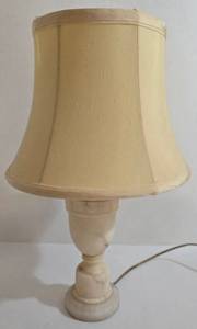 Vintage Italian Carved Alabaster Stone Table Lamp with Cream Shade