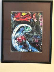 Marc Chagall Bride with Blue Face Print - Framed, 17 in W x 21 in H