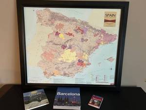 VinMaps Spain Map Reserva - Framed $407 Retail 34x31 with 3 Travel Books