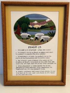 Artisan-Created Needlepoint Picture - Psalm 23 (Framed 10x13)