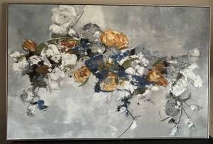 XL Modern Floral Abstract Painting on Canvas - 59 x 40 in - Unsigned