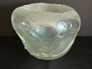 Iridescent Slag Glass Attachment - Flip-In Edged Vase, 10 Tall