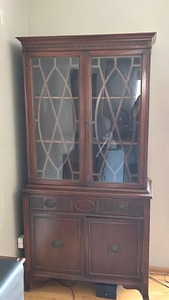 Antique Mahogany China Cabinet with Glass Doors - 36 W x 72 H x 16 D