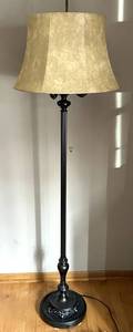 Vintage Floor Lamp - Bronze Base, Glass Shade - 65 in Tall, 16 in Shade Diameter