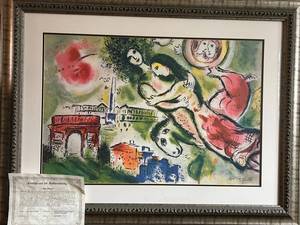 Marc Chagall Paris Opera Ceiling Lithograph - 47 in W x 36 in H, COA Included