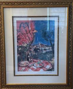 Marc Chagall Lovers Over The City - Limited Edition Print, Facsimile Signature, Framed