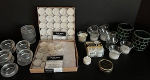 Tuscany Candle Tealight Candles Unscented 100-Count (Lot of 100) with Glass Holders