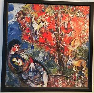 Marc Chagall - The Enamoured Framed Print Reproduction (Les Amoureux)