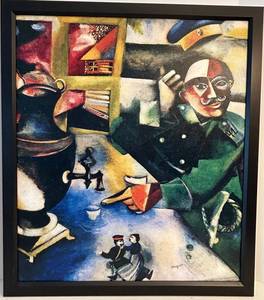 Marc Chagall The Soldier Drinks Framed Screen Print Canvas Look 26 12 in x 30 12 in