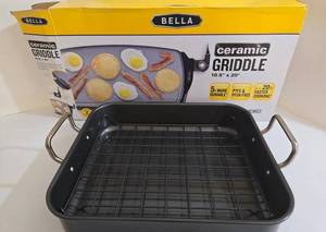 Bella Ceramic Griddle New in Box & Rachel Ray Roasting Pan