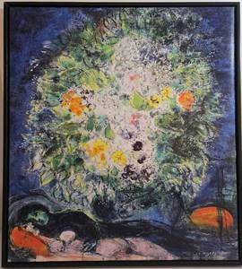 Marc Chagall Les Amoureux au Bouquet Reproduction - Framed Canvas Print