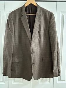 John Varvatos Linen Plaid Jacket - Size 48 Long