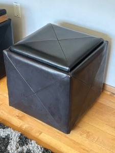 Nexus Cubicle Storage Cube with Flip Tray - Black LeatherPleather, 18 in Square x 19 in Tall